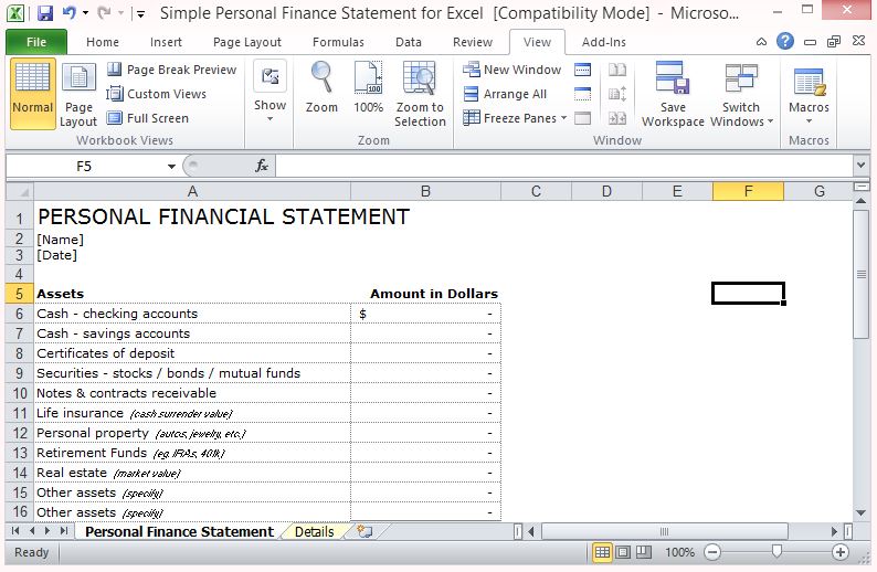 income statement format excel