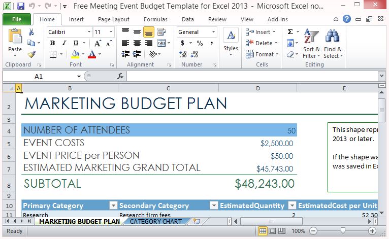 excel event budget template