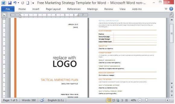 Professionally Designed and Outlined Marketing Plan