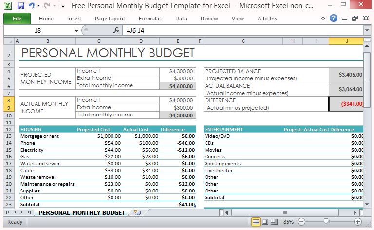 Personal Monthly Budget Template from cdn.free-power-point-templates.com