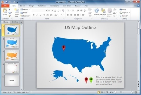 US Map Template for PowerPoint