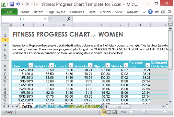 Weight Loss Progress Chart Excel