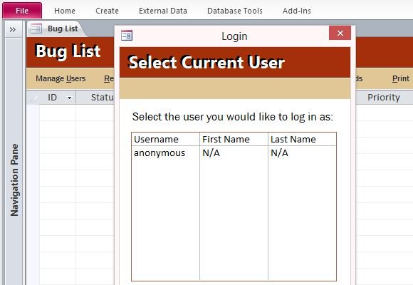Create Profiles for Users to Access Database and Bug Tracker