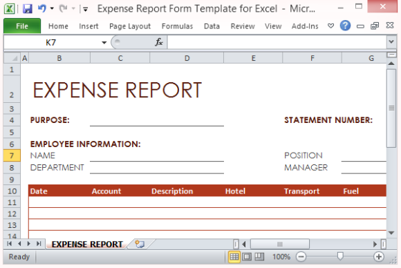 Easily List Expenses in this Form