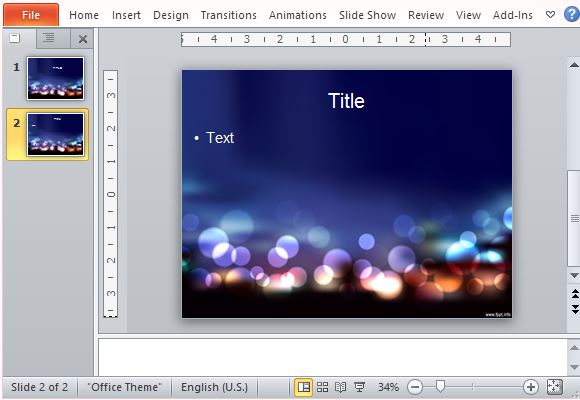 Blurred Lights PowerPoint Template for Celebration and Weather Presentations
