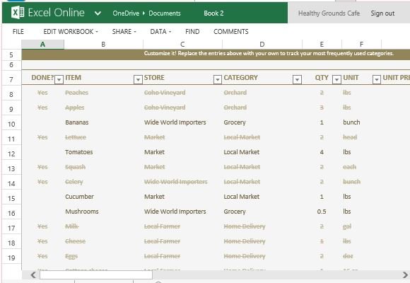 Check Off Grocery Items Already Purchased and Compare Prices