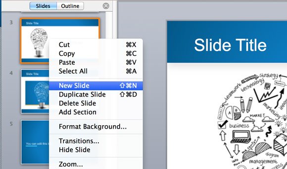add a slide in powerpoint for mac when there is a presentation already on it