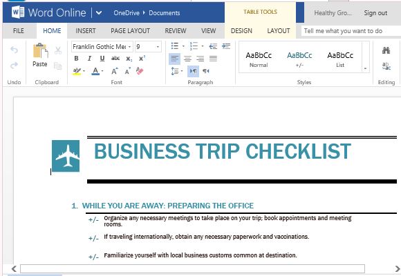 Professionally Designed and Functional Business Trip Checklist