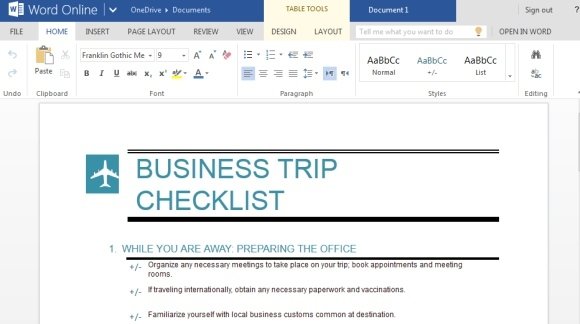 business trip checklist maker for word online