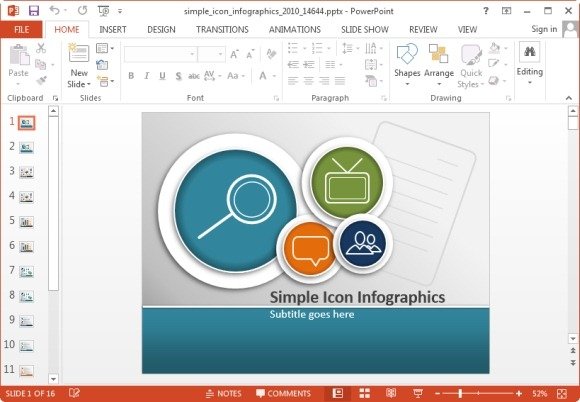 Animated Simple Icons PowerPoint Template