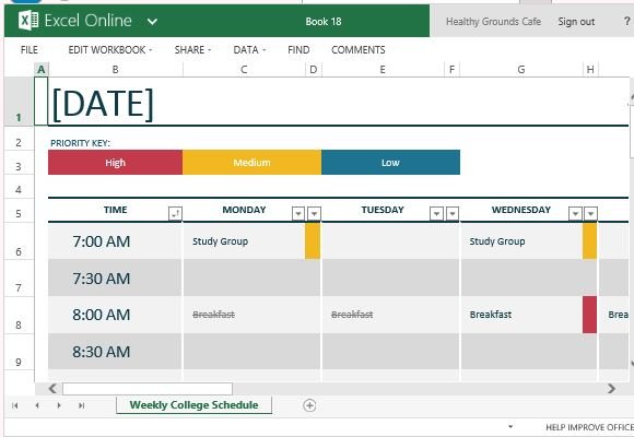 ms excel schedule template