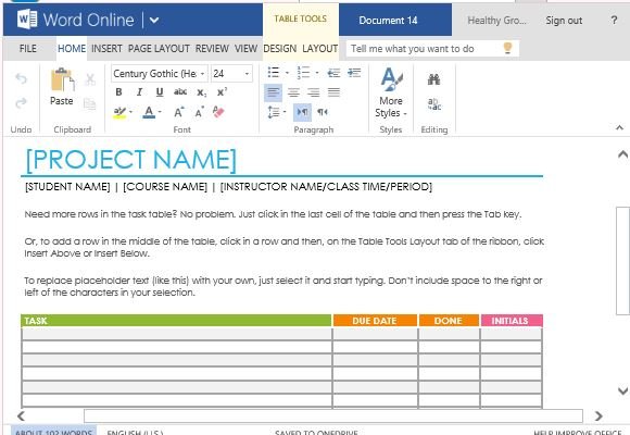 Type in the Tasks in the Table and Assign Due Dates or Deadlines