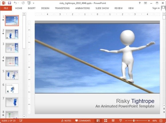 Animated Risky Tightrope PowerPoint Template