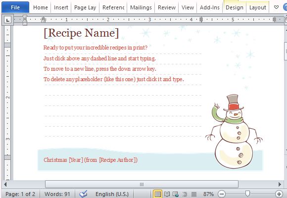 Beautiful and Festive Christmas Recipe Cards with Fund Designs