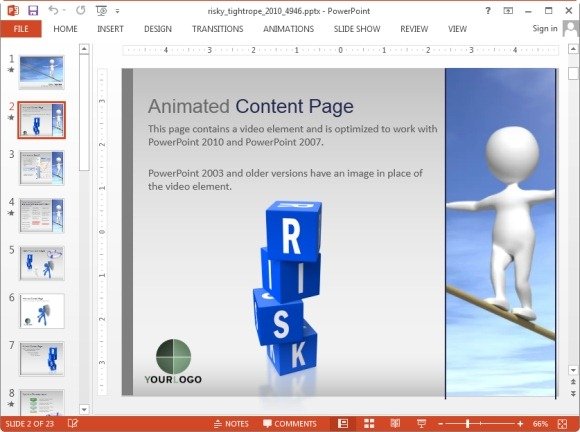 Create presentations about risks with animated slides