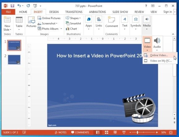 How to insert a video in PowerPoint 2013