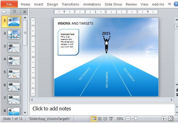 Visions and Targets Template for Achieving Business Goals