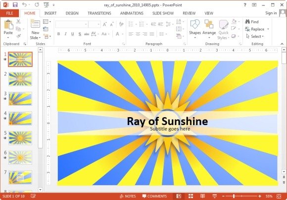 ray of sunshine powerpoint template