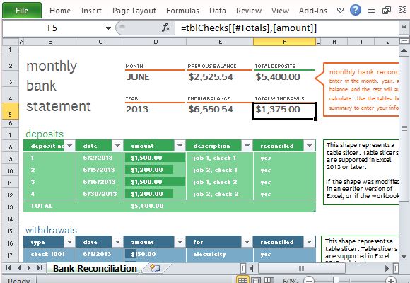 Monthly Bank Reconciliation Template For Excel