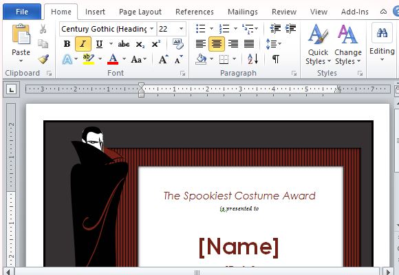 Have a Happy Halloween with this Award Certificate Template