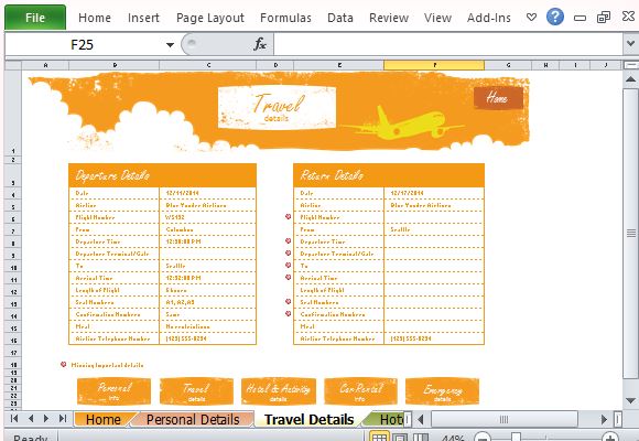 trip itinerary template excel