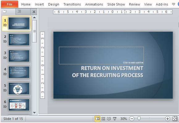 Return on Investment Presentation Template for Human Resources