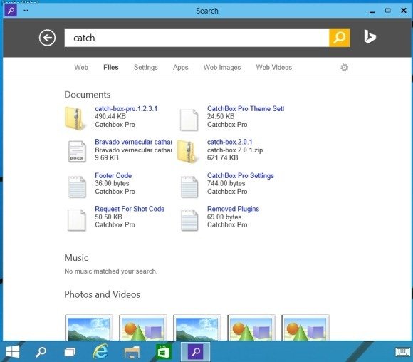 Search files from Windows 10 taskbar