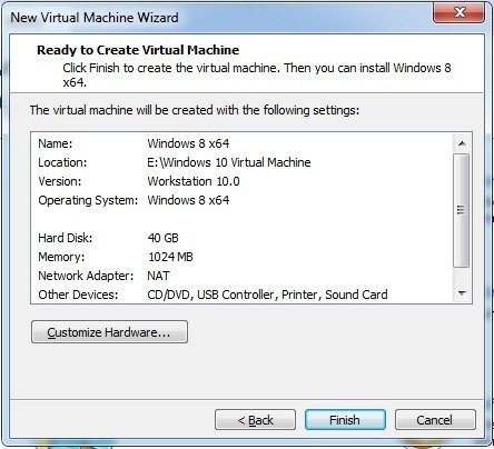 Virtual machine settings