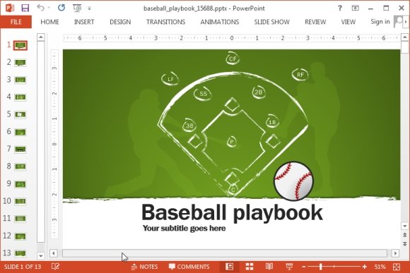 Animated baseball playbook PowerPoint template