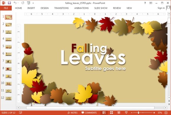 Animated falling leaves PowerPoint template