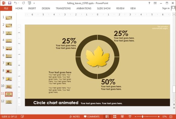 Autumn leave chart slide for PowerPoint