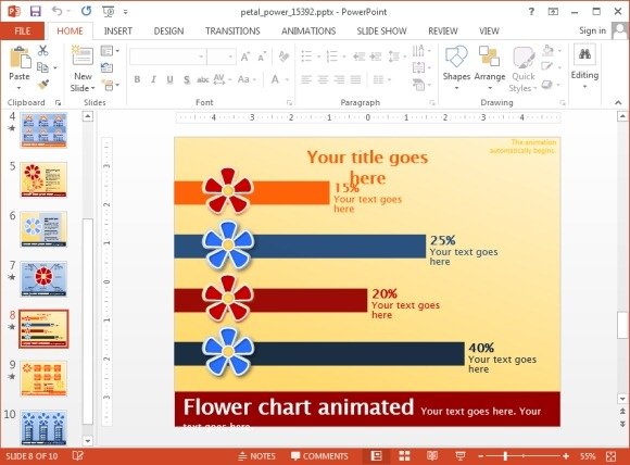 Bar chart slide with flowers