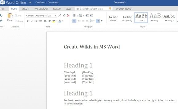 Create Wikis in MS Word