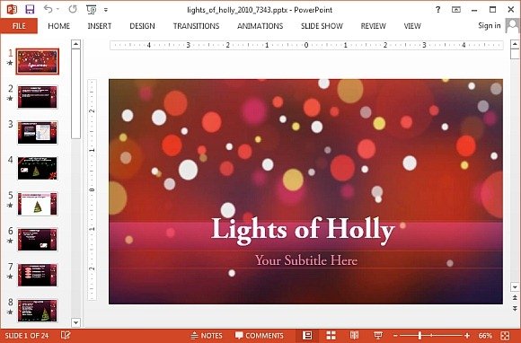 Animated Lights of Holly PowerPoint template