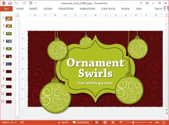 Animated ornaments swirls PowerPoint template