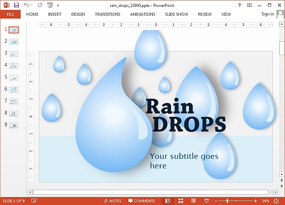 Animated rain drops PowerPoint template