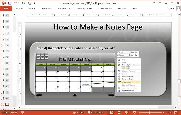 Instructions for customizing calendar template