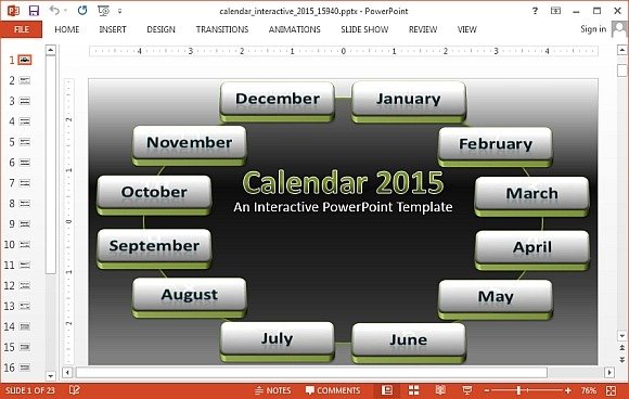 Interactive calendar 2015 PowerPoint template