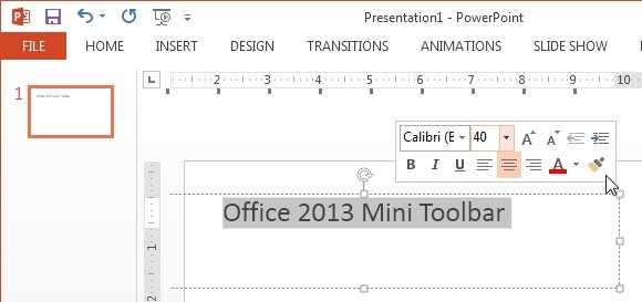 Office 2013 Mini toolbar