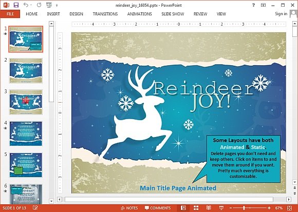 Reindeer joy PowerPoint template