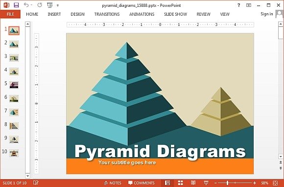 Segmented pyramid diagram template for PowerPoint
