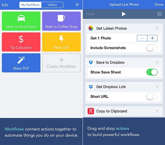 Workflow app for iOS
