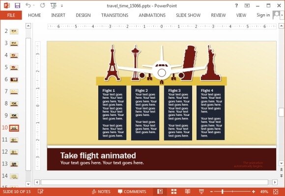 Aeroplane slide design for travel presentations