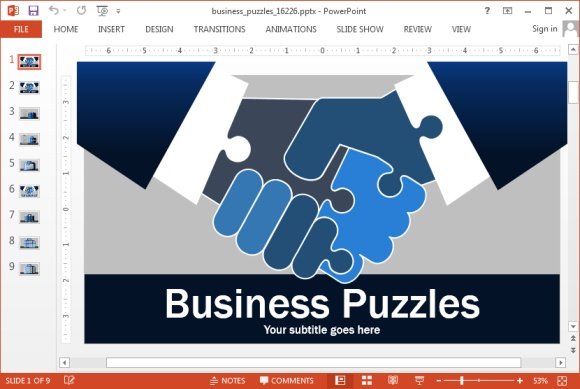 Animated business puzzle PowerPoint templates