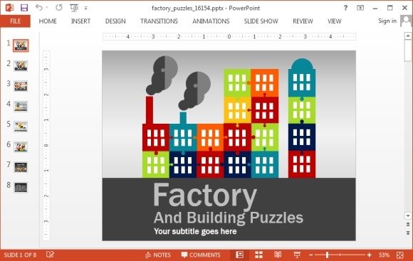 Animated factory puzzle template for PowerPoint