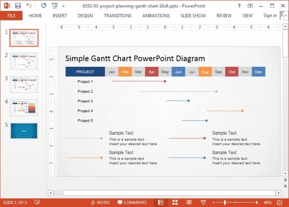 Simple Gantt chart PowerPoint template