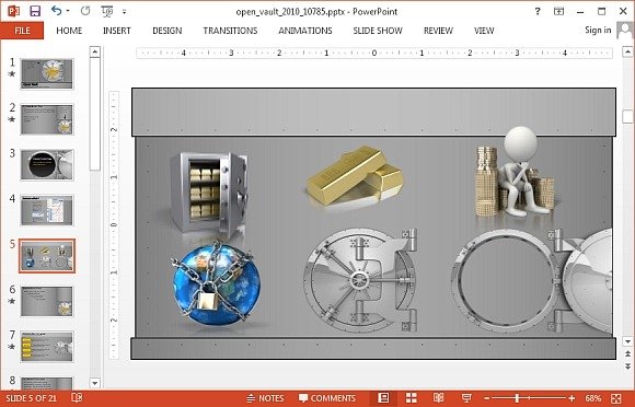 Animated bank vault templates for PowerPoint