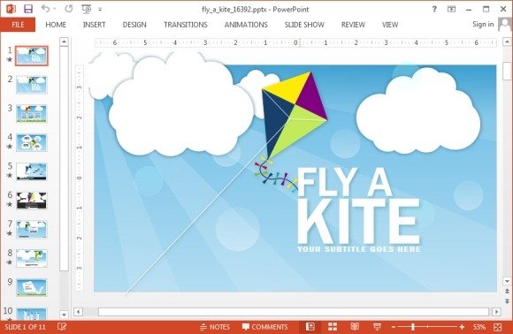 Animated kite PowerPoint template