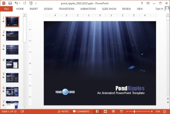 Animated pond ripples PowerPoint template