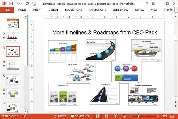 Editable roadmaps and timelines for PowerPoint